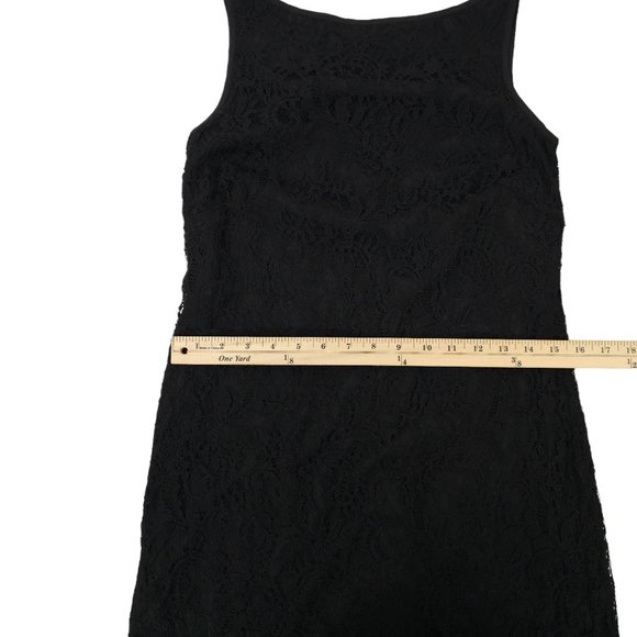 Gather & Gown Sheath Dress Women Size 0 Sleeveless Black Floral Lace Overlay NEW - Picture 5 of 13